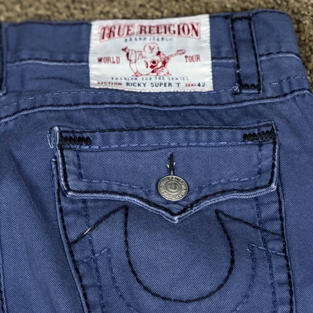 True Religion Blue Straight Leg‎ Jeans, Men's Size 32, Iconic Stitching